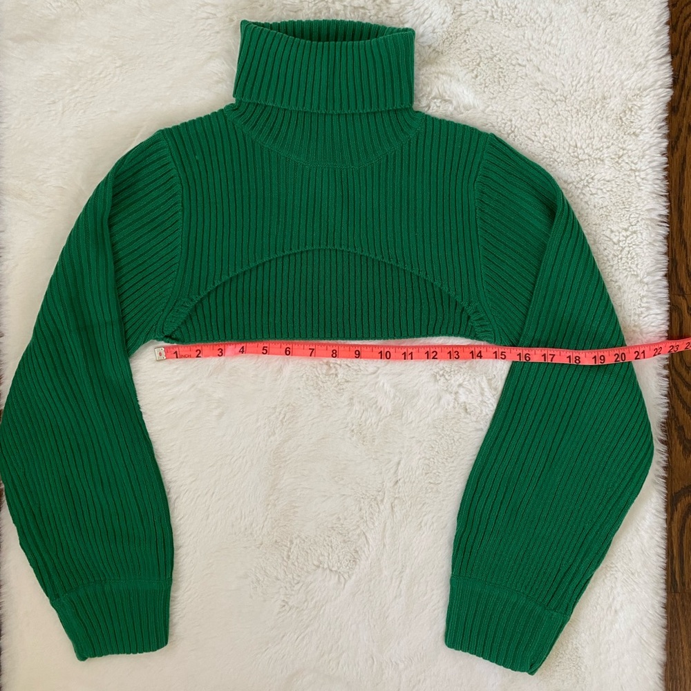 NWT Green Cropped Ribbed Knit Turtleneck Sweater | H&M - Picture 9 of 15